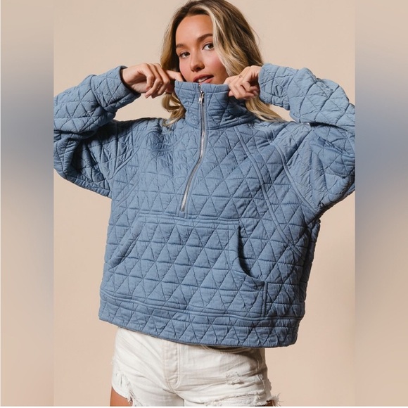 NWT BiBi Blue Quilted Soft Boutique Jacket - Picture 5 of 8